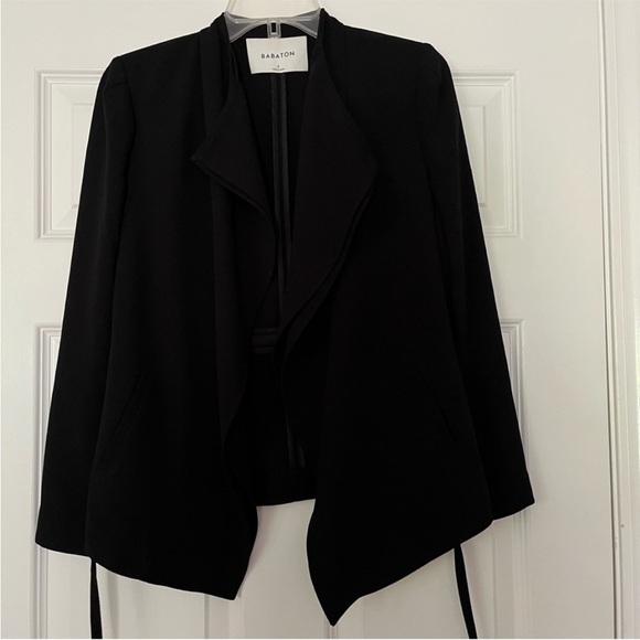 Aritzia Babaton Rickon Blazer Size Small Jacket Black Tie Waist Pockets - Picture 5 of 6